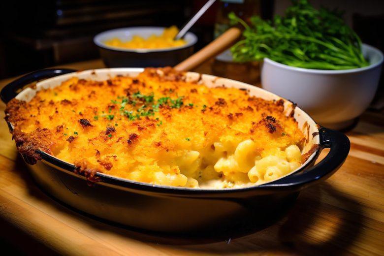 Macarrão gratinado de presunto e palmito