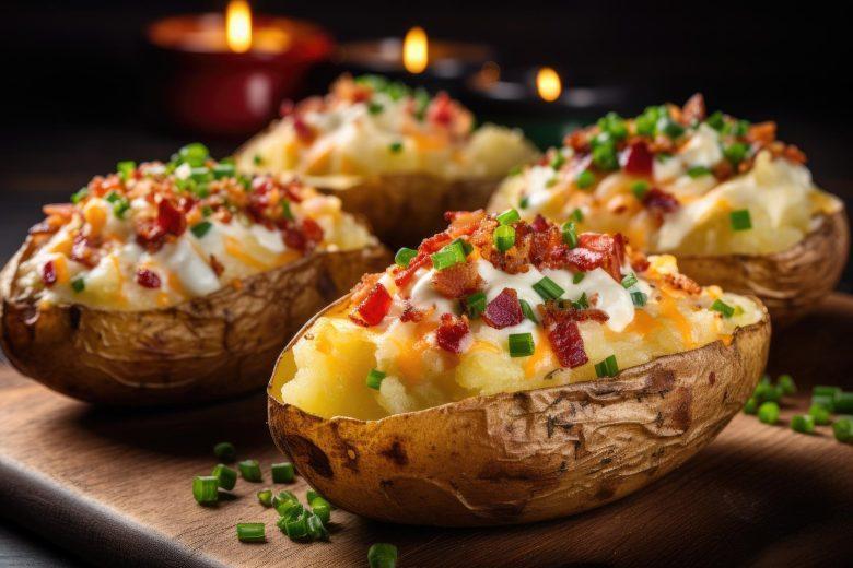 Batata recheada com frango e bacon