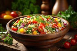 Salada vegetariana com quinoa
