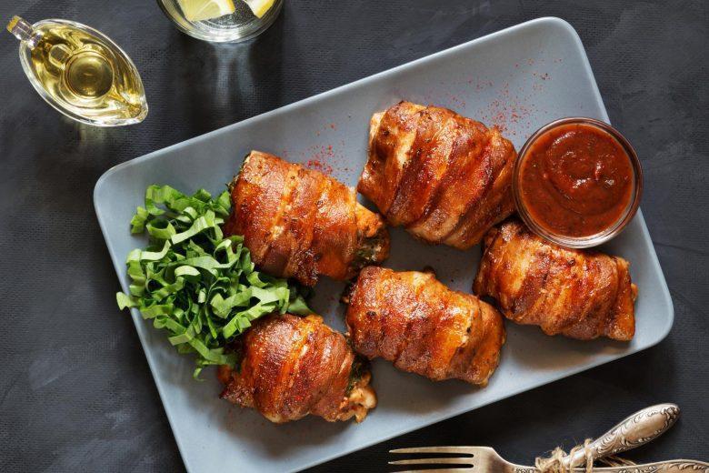 Rolinho de frango com batata e bacon