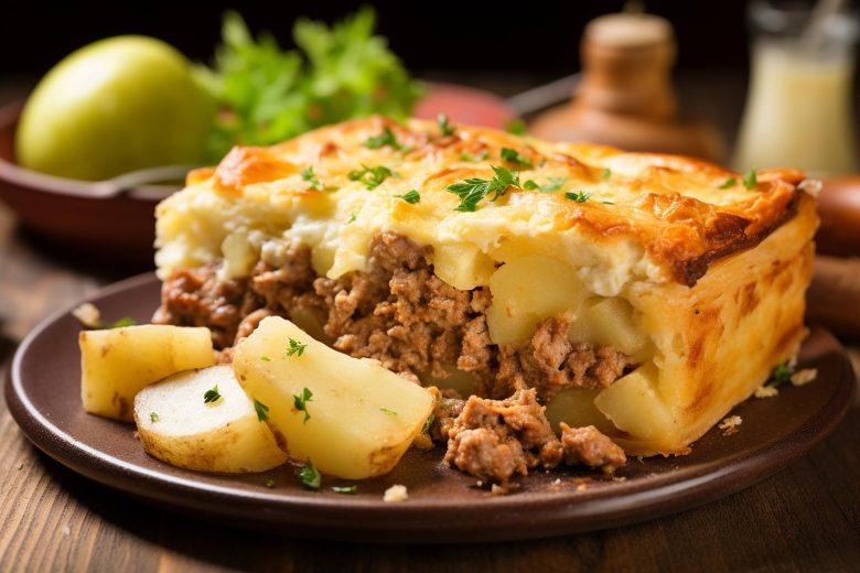 Escondidinho de carne moída gratinado
