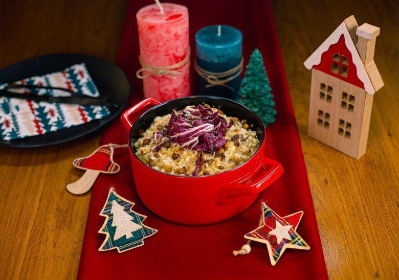 Risoto de pistache com radicchio