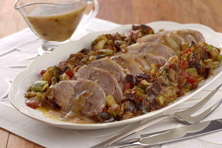 Pernil de cordeiro com ratatouille