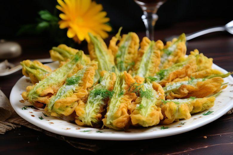 Flor de abóbora empanada
