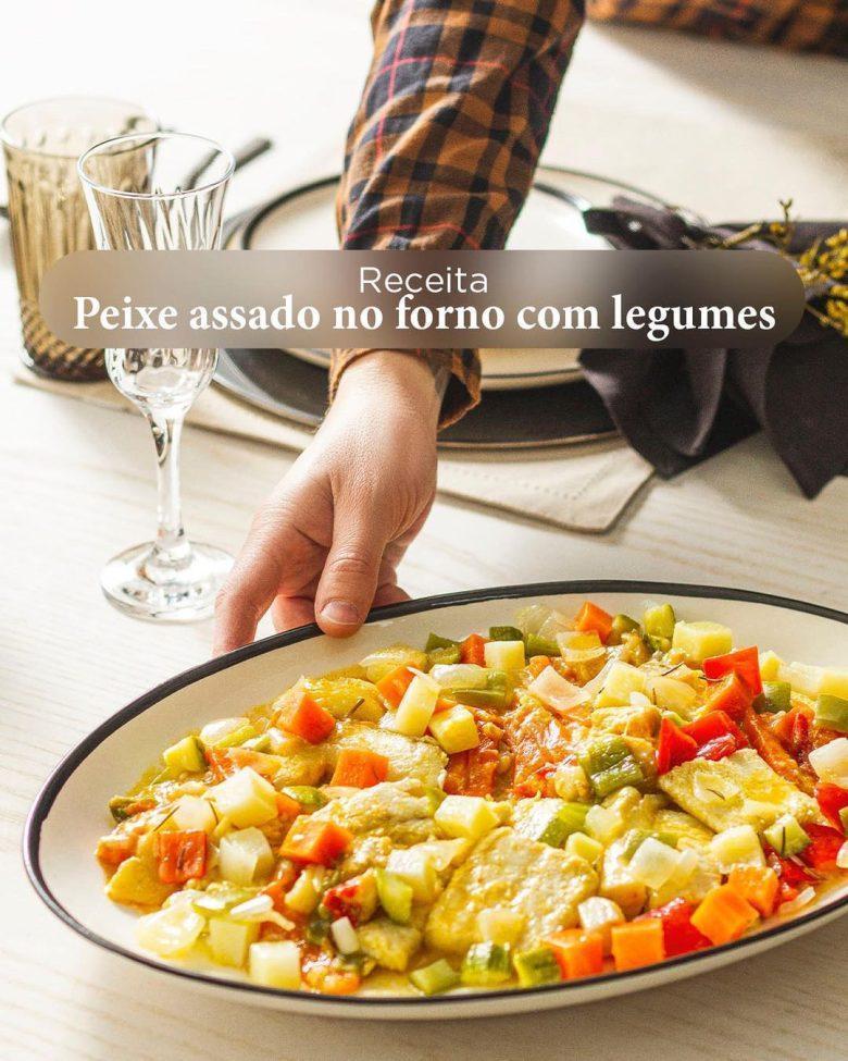 Peixe assado especial com legumes