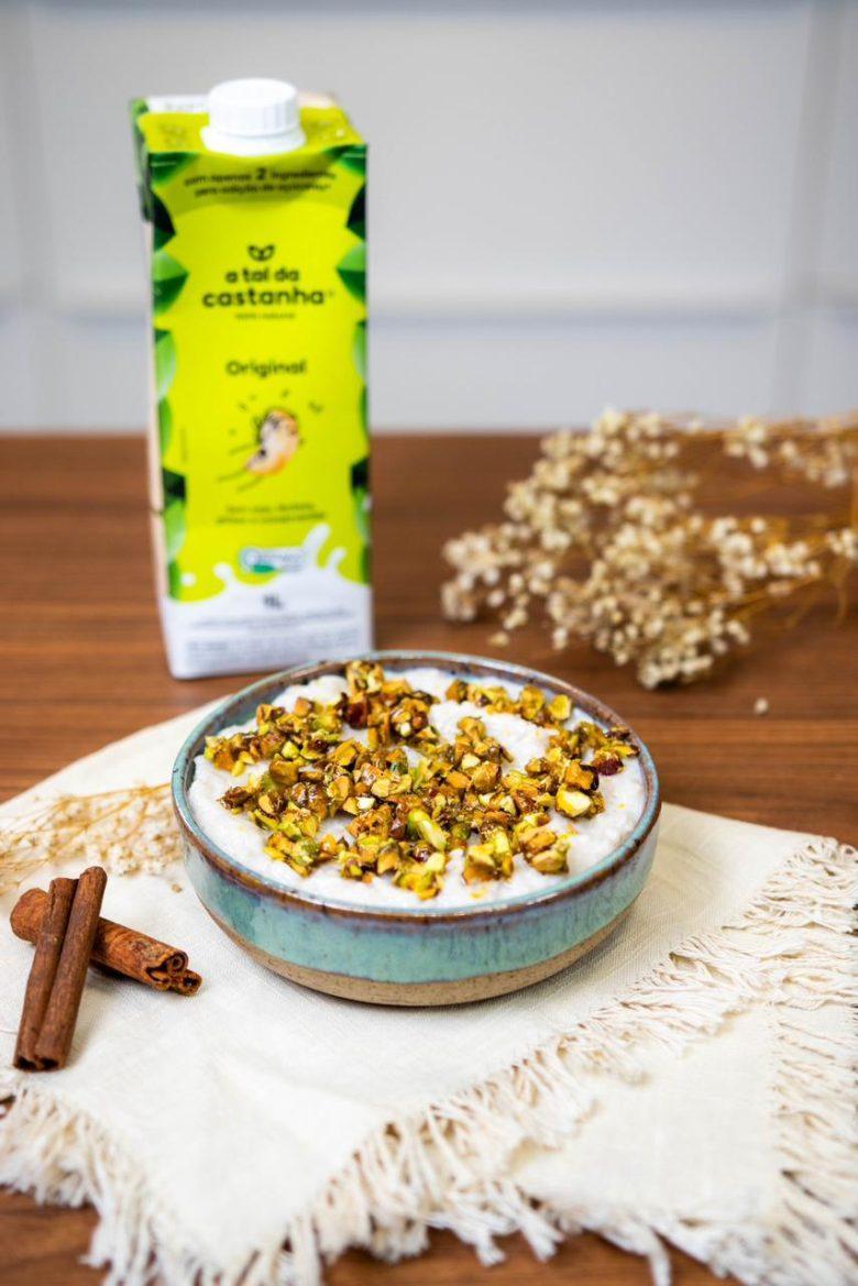 Arroz doce crocante de pistache
