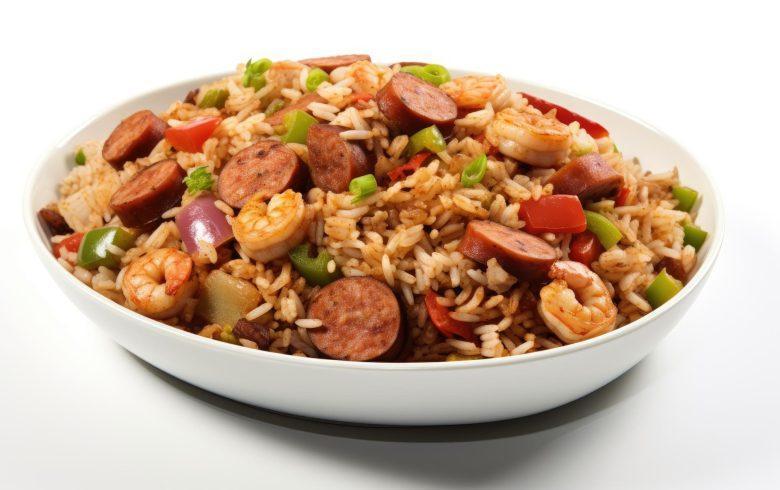 Arroz apimentad0 com linguiça e camarão