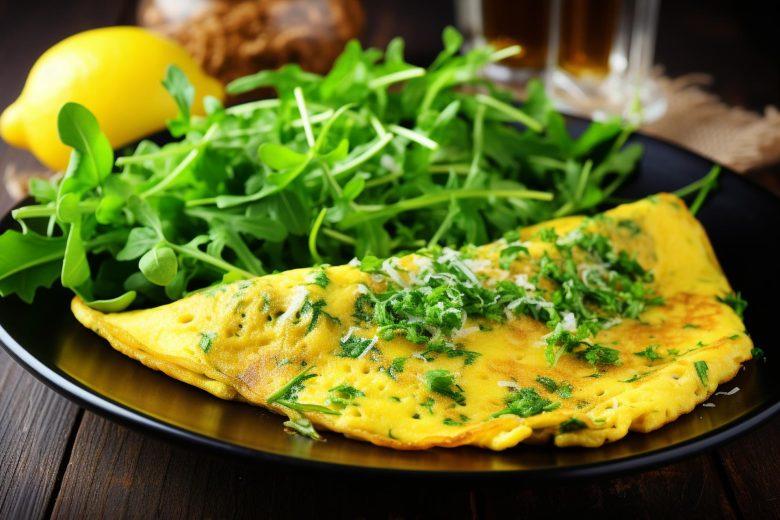 Omelete com rúcula