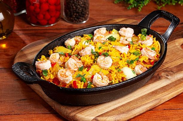 Paella de camarão