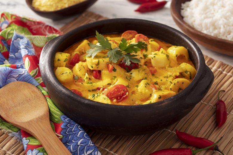 Moqueca de banana da terra com palmito