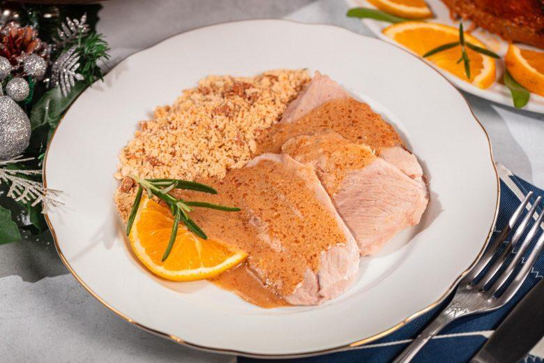 Pernil assado com molho de laranja especial