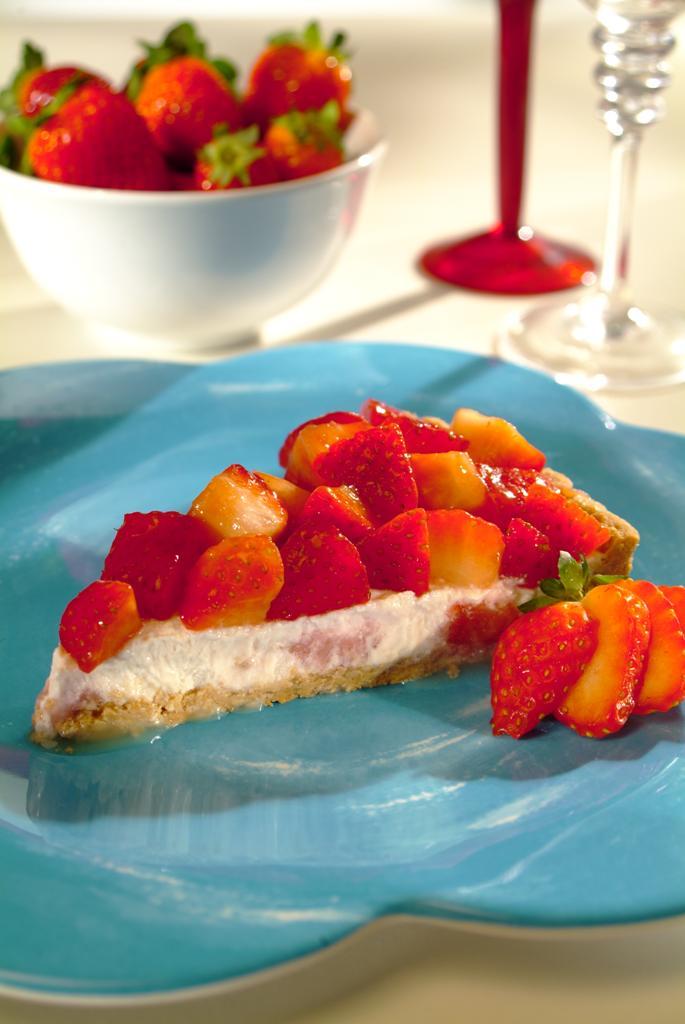 Torta light de ricota e morango fácil