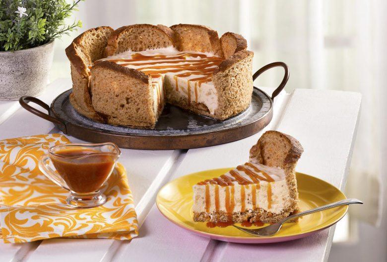 Torta cheesecake de banana e caramelo