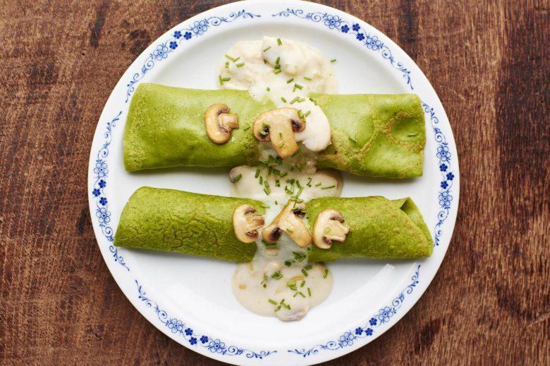 Crepe de espinafre com recheio de ricota