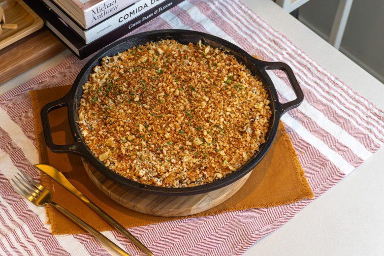 Massa cremosa de cogumelos e missô