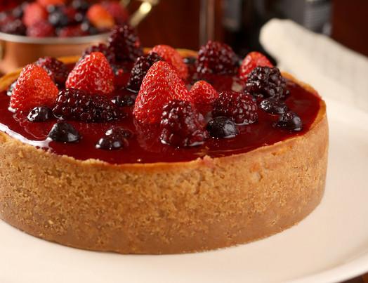 Cheesecake especial com geleia de frutas vermelhas