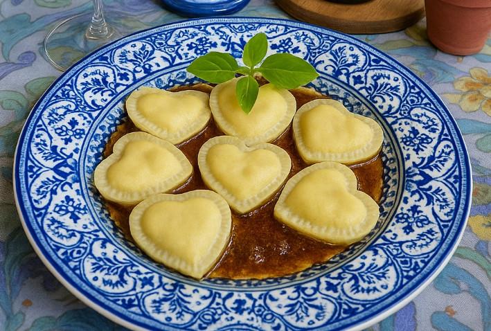 Coração de massa artesanal com búfala e limão siciliano