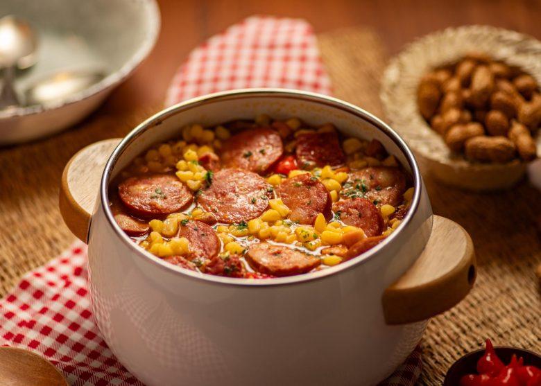 Mungunzá salgado com calabresa