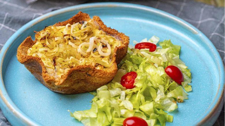 Quiche de alho poró e creme de queijo
