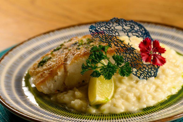 Pescada amarela com risoto de limão siciliano