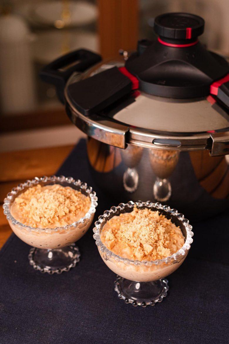 Arroz doce com paçoquinha