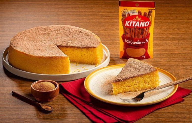 Bolo de milho cremoso com canela