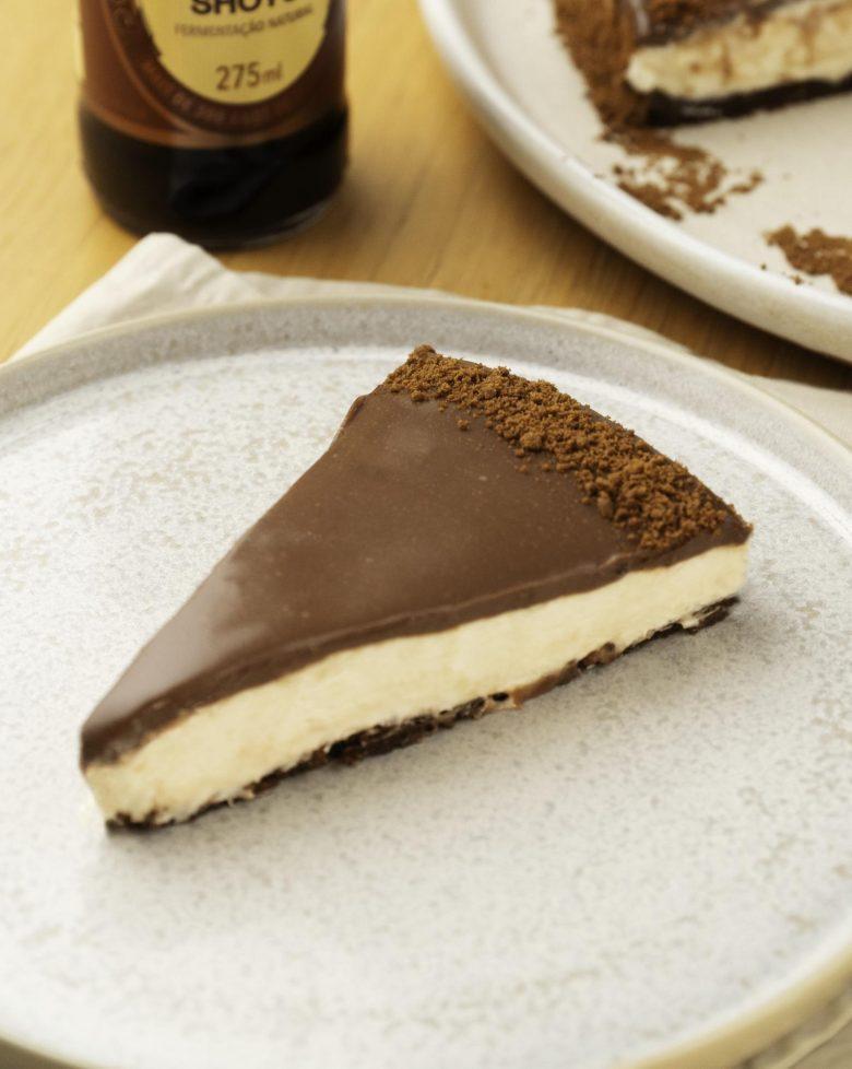 Cheesecake com ganache de shoyu