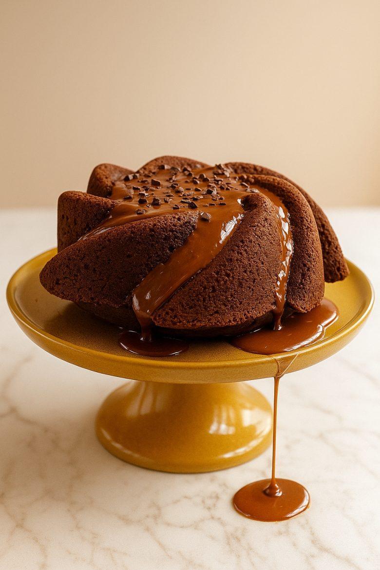 Bolo de chocolate com ganache de laranja