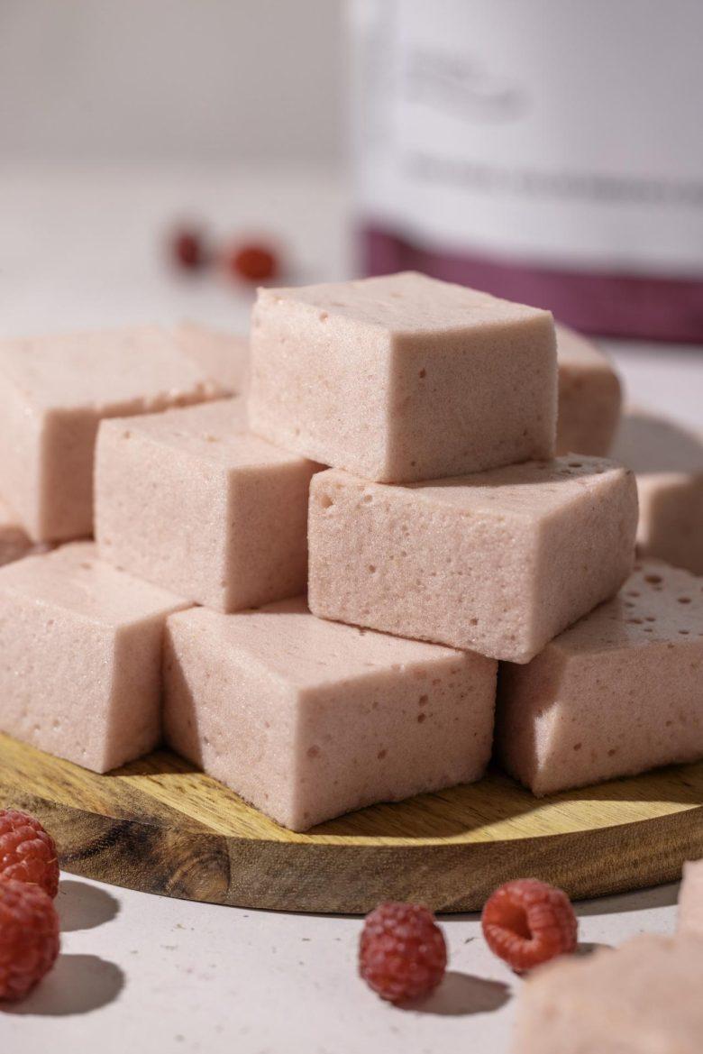 Marshmallow de colágeno sabor frutas vermelhas