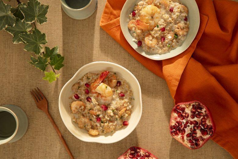 Risoto de brie com camarão