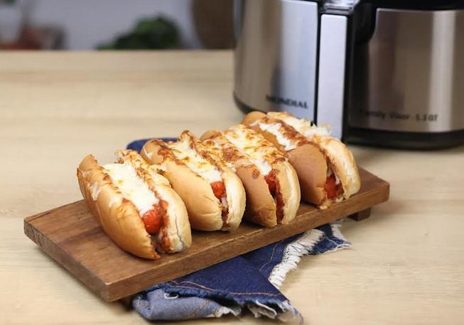 Hot dog gratinado na air fryer