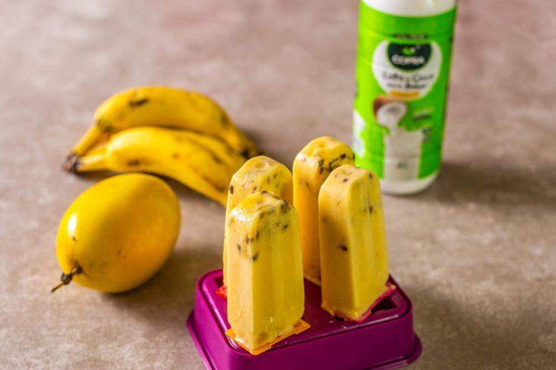 Picolé de maracujá com banana