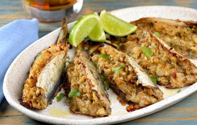 Sardinha recheada com castanha