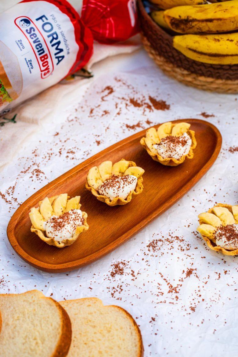 Cestinha de banoffee no pão de forma
