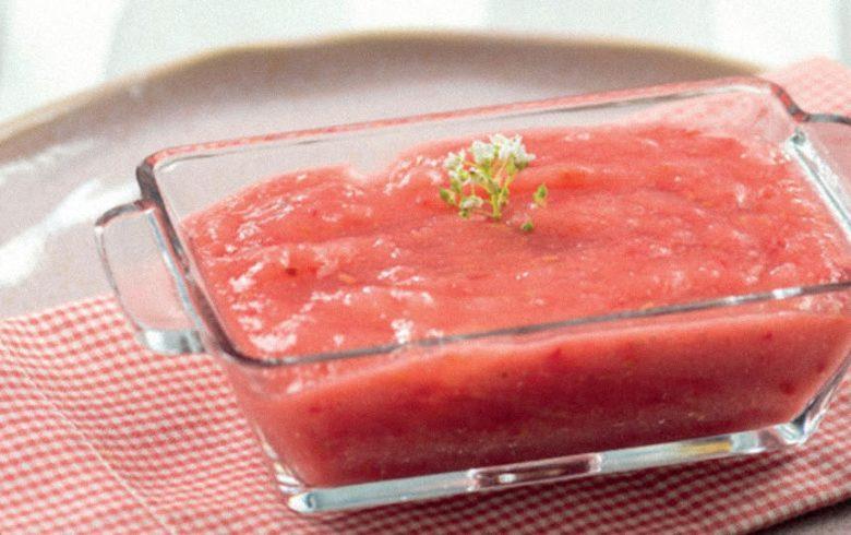 Papinha doce de pera com framboesa