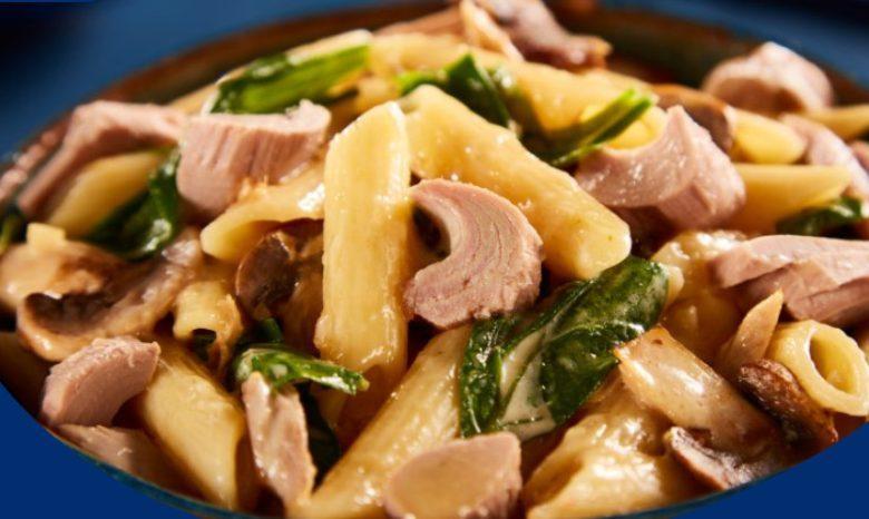 Parafuso cremoso com atum e mix de cogumelos