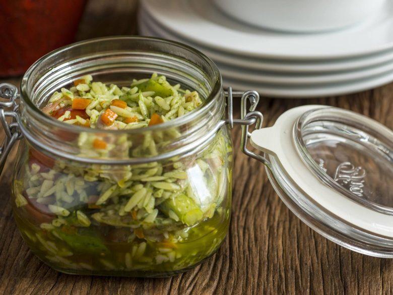 Risoni ao pesto na marmita