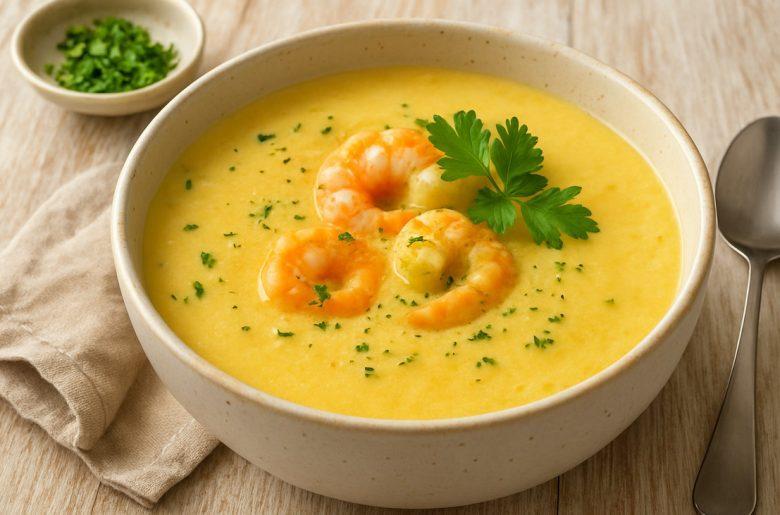 Caldo de baroa com camarão