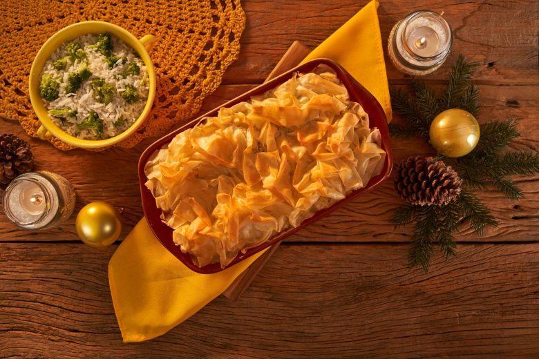 Bacalhau crocante com arroz de brócolis