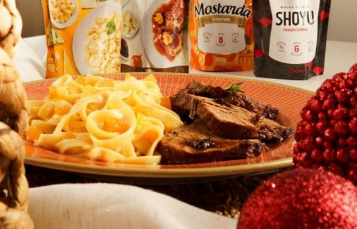 Maminha ao molho madeira com talharim e damasco