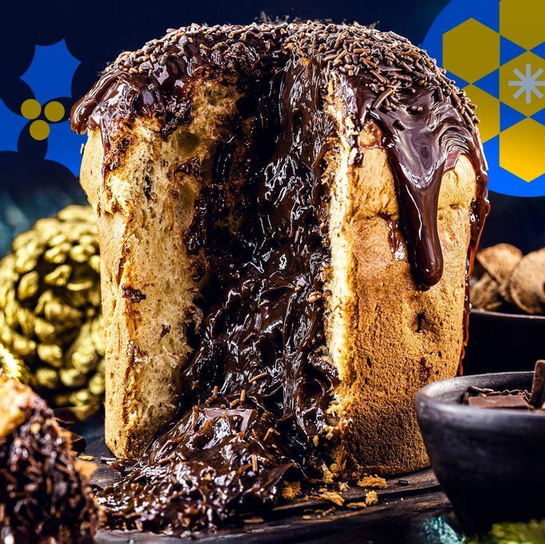 Panetone recheado com brigadeiro gourmet 
