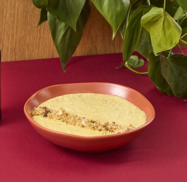 Creme de couve flor com shoyu e gorgonzola