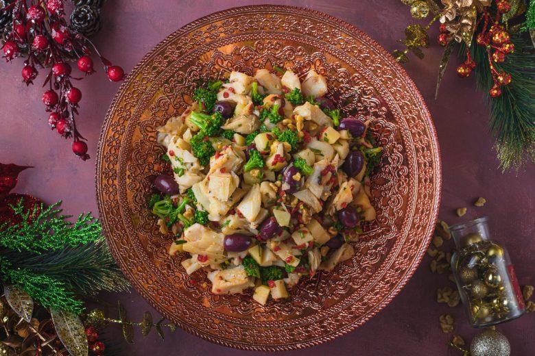 Salada de bacalhau com brócolis
