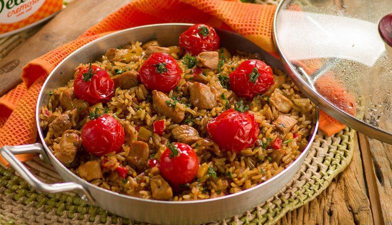 Paella prática de frango