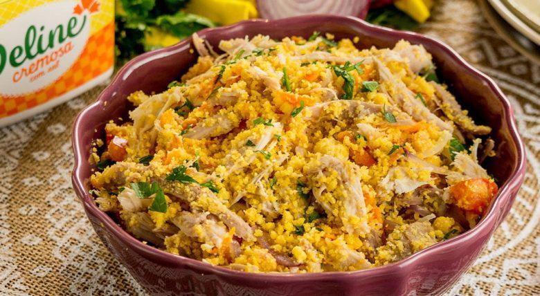 Cuscuz com carne de peru