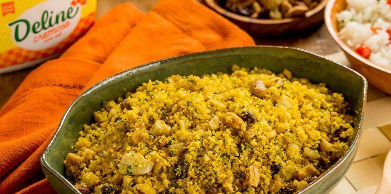 Farofa com castanhas e passas 