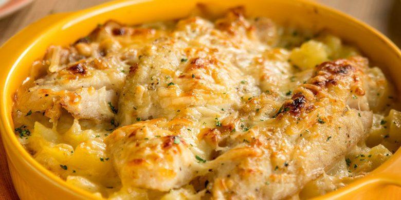 Peixe gratinado com batata