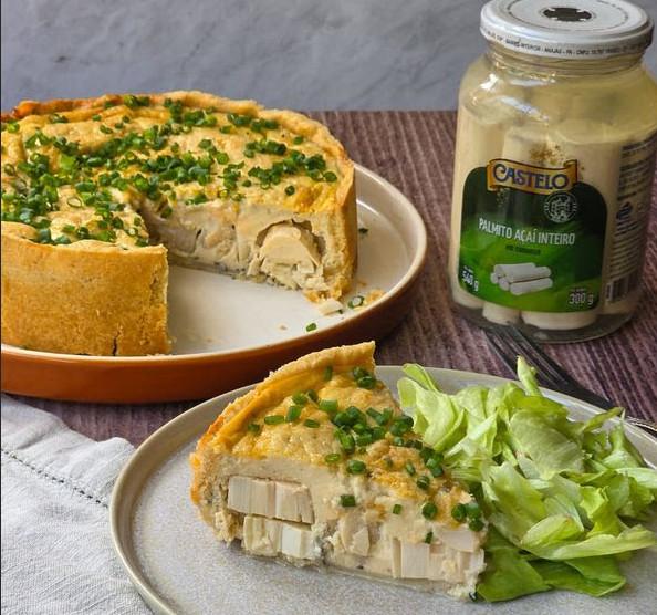 Quiche de palmito com gorgonzola