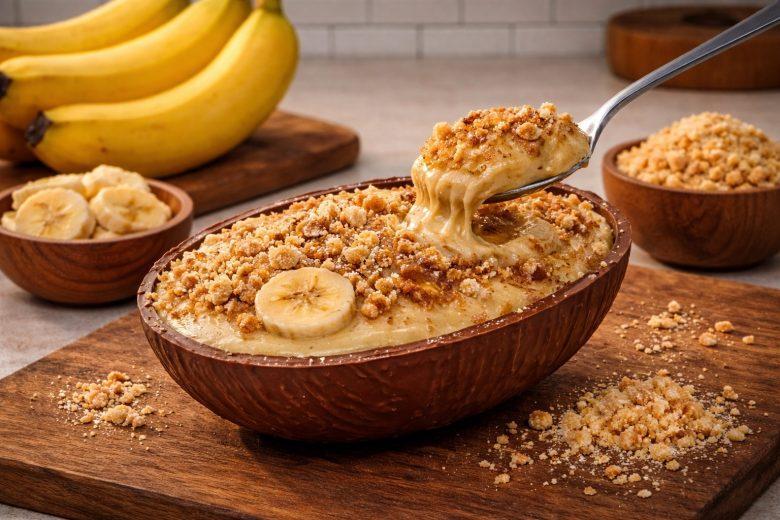 Ovo de Páscoa inspirado na cuca de banana 