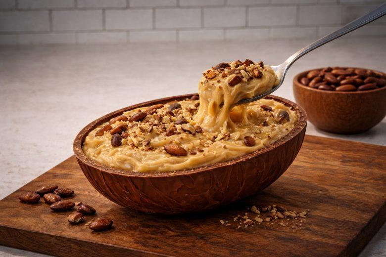 Ovo de Páscoa com doce de leite e castanha de baru 